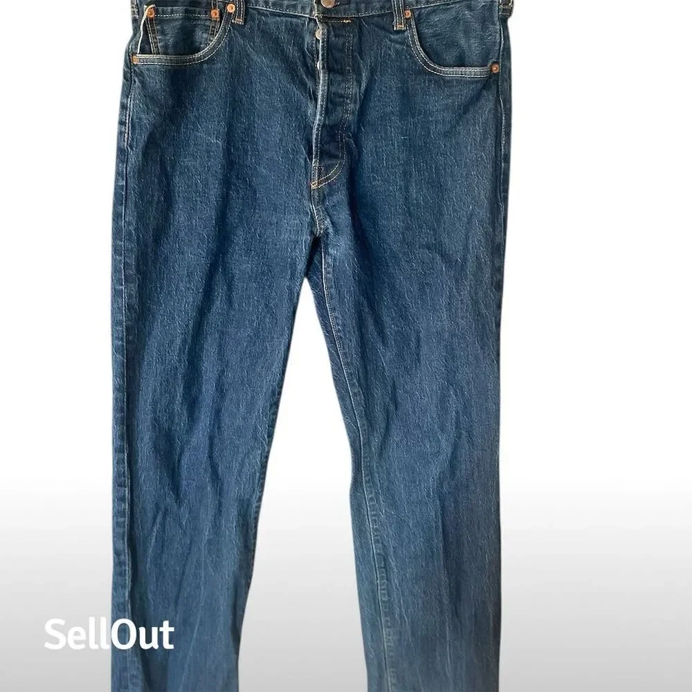 Levi's 501 Men's Jeans W36 L36 Button Fly Straight Leg Dark Denim